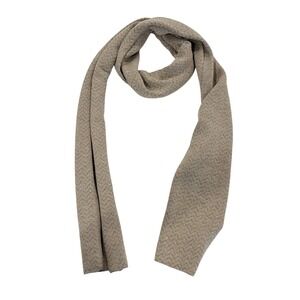 NEW Talbots Scarf Gray Gold Metallic Chevron Zigzag Knit Cotton Wool Blend